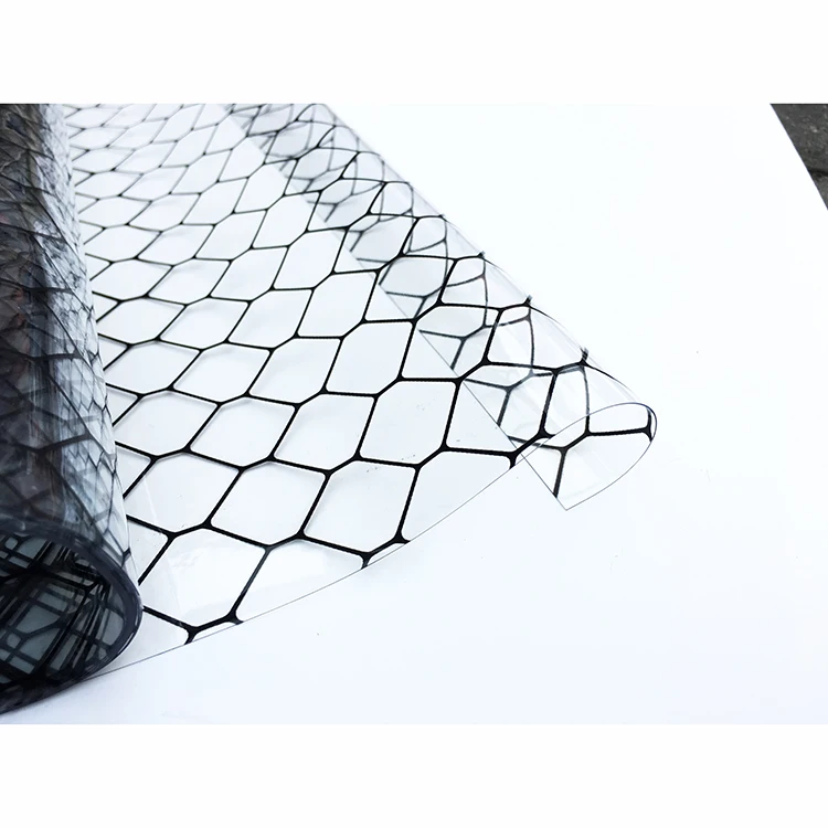 2025 Prodotti popolari Tenda stampata in carbonio PVC ESD Pellicola in PVC stile griglia trasparente Rotolo Tenda a griglia in PVC ESD per camere bianche