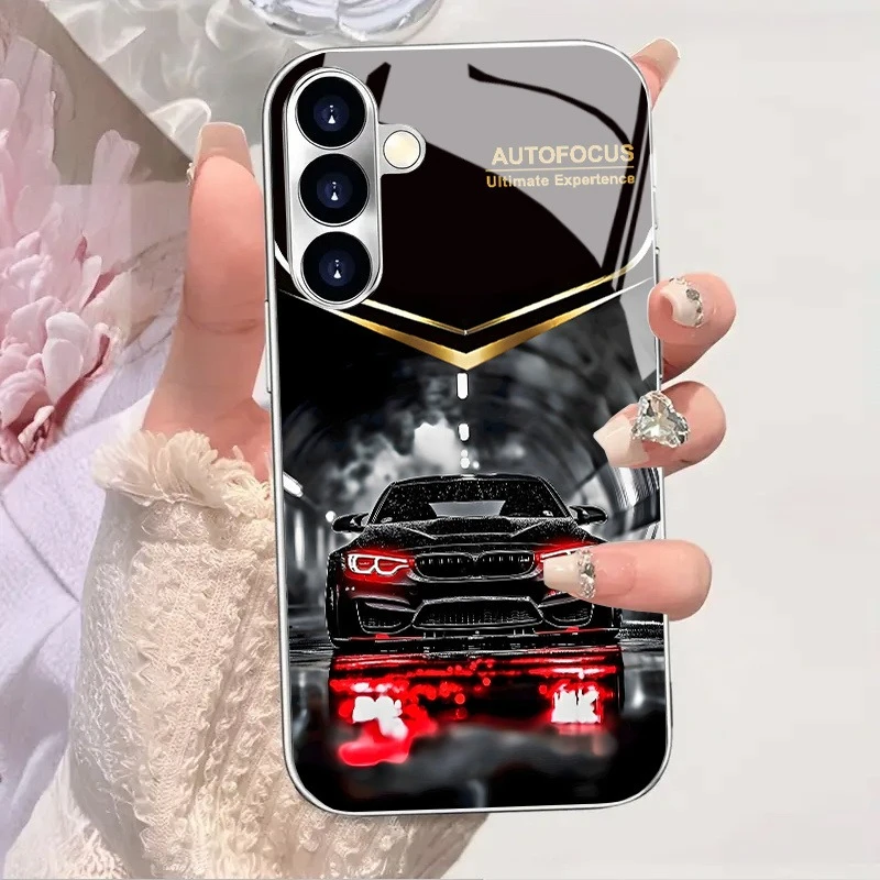 Handsome sports car s26 ultra case Glass phone case for Samsung Galaxy S26 25 24 23 22 21 Ultra FE Plus A17 A07 A57 A37 A26 A16
