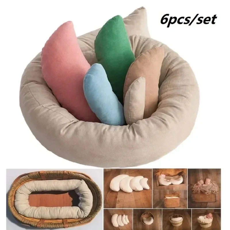 

6pcs/set Newborn Photography Props Baby Pillow Bowl Stuffer Basket Filler Bed Mattress Baby Posing Cushion for Baby Photo Shoot