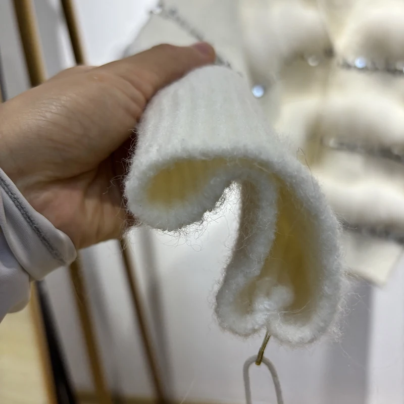 2025 otoño mujer lentejuelas brillantes suéter de piel de zorro Real piel Real primavera diseño especial chaqueta de punto