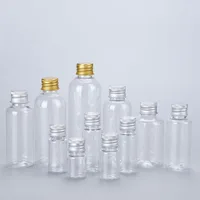 50/100 Uds botella de plástico con tapa de aluminio 100ml 50ml 30ml viales de muestra envases cosméticos de viaje portátiles transparentes para loción
