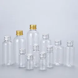 50/100pcs Plastic Bottle with Aluminum Cap 100ml 50ml 30ml Sample Vials Clear Portable Travel Cosmetic Containers for Lotion