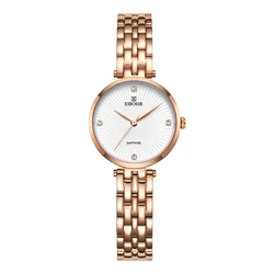 EBOHR reloj elegante para mujer, cristal de zafiro, espejo, banda de acero, diseño Simple, perfecto para moda urbana e independiente