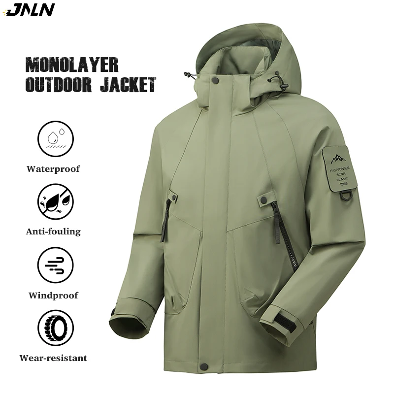 

JNLN Women's Men's Waterproof Jacket Climbing Hiking Camping Trekking Windbreaker Unisex Outdoor Windproof Rain Coat Antifouling