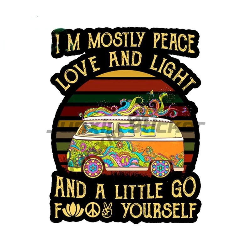 

Peace Love Sign Sticker Flowers Colorful Hippie Decal Car Van Bicycle Truck Wall Window Fridge Decal Accessories