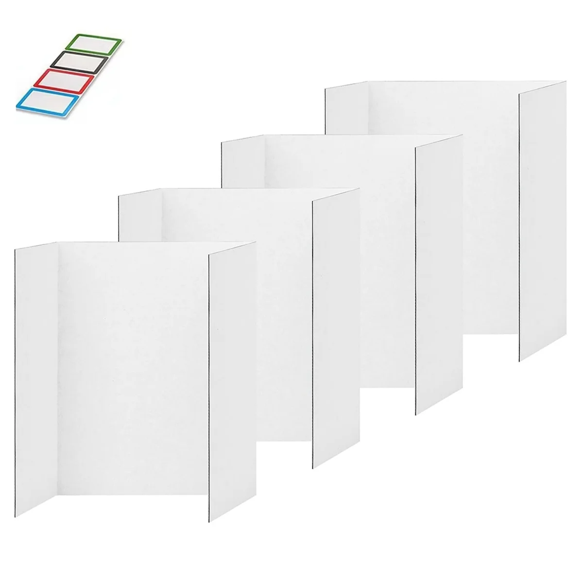 4 Pcs Trifold Poster Board, White Poster Board Comes with Sticky Accessories, Corrugate Presentation Boards S