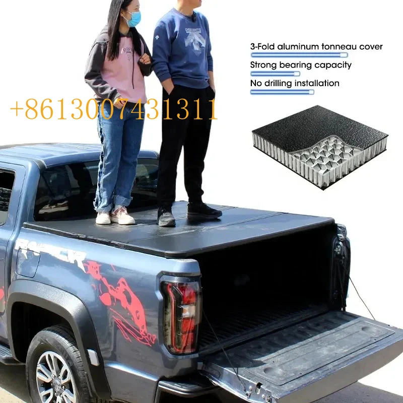 Factory Hard Folding Pickup Tonneau Cover Tri-fold Truck Bed Covers - Easy Access to Cargo Bed with Three Folding Positions