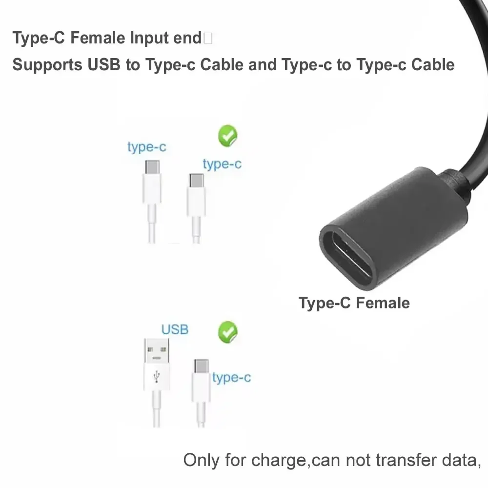 ​​USB C Extension Cable with ON OFF Switch PD to Micro USB DC 5521 Power Cord Male to Female 5V Charging Cable​ image 4