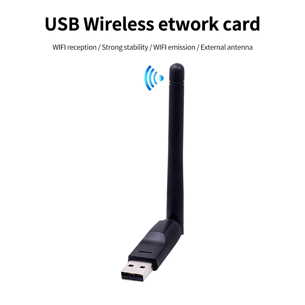150Mbps MT7601 Wireless Network Card Mini USB WiFi Adapter LAN Wi-Fi Receiver Dongle Antenna 802.11 b/g/n for PC Windows RTL8188