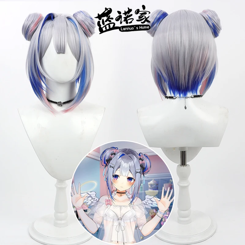 

NIJISANJI Virtual YouTube Vtuber Hololive Amane Kanata Cos парик для косплея на Хэллоуин, карнавал, реквизит для вечеринки, синтетический + шапочка для парика