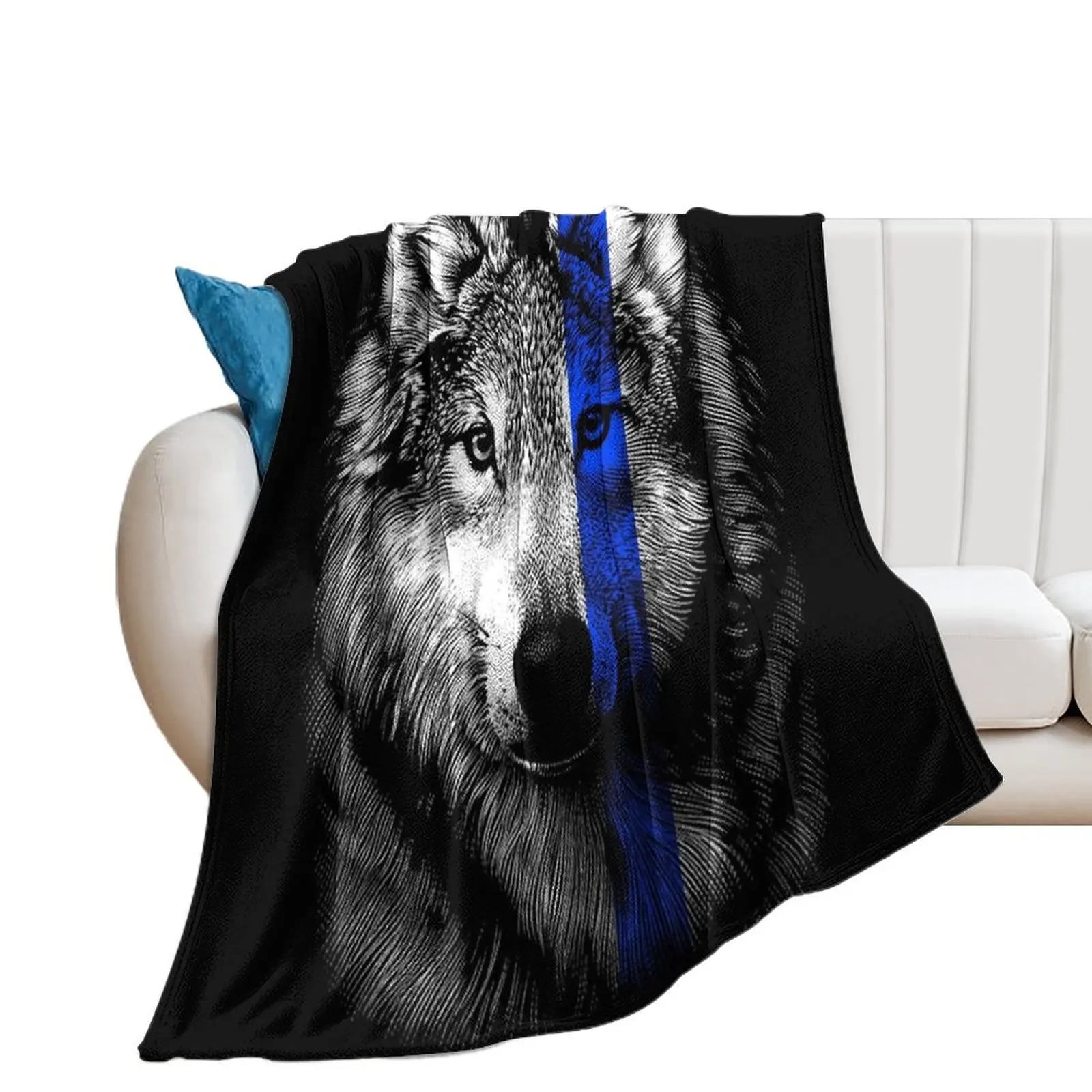 

Blue Line Matter Wolf Throw Blanket Thins heavy to sleep Warm Blankets