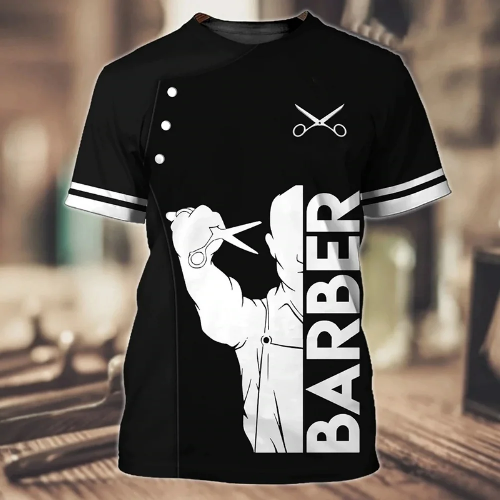 【BLACK】Barber shirt IZI POD Barber 3D All Over Printed- Personalized Name Barber Men's