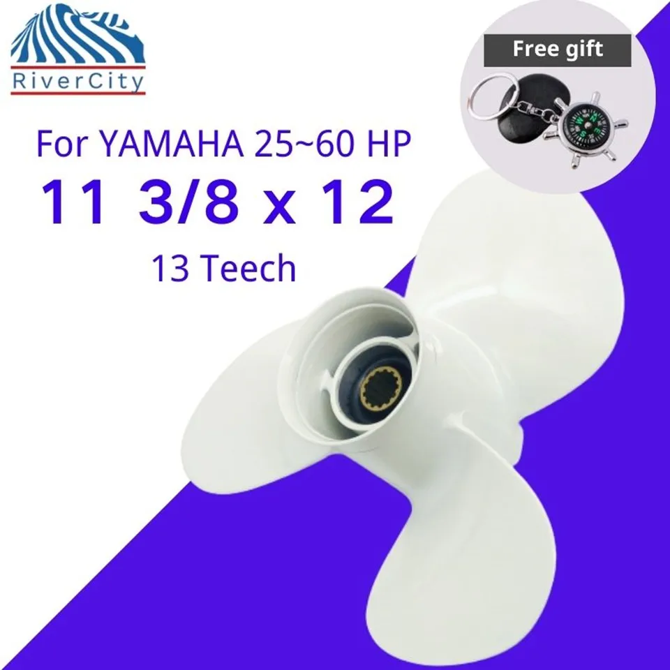 Outboard Propeller For Yamaha 25hp 30hp 40hp 48hp 50hp 60hp 11 3/8x12 Aluminum Alloy Screw Motor Engine 3 Blade 13 Spline