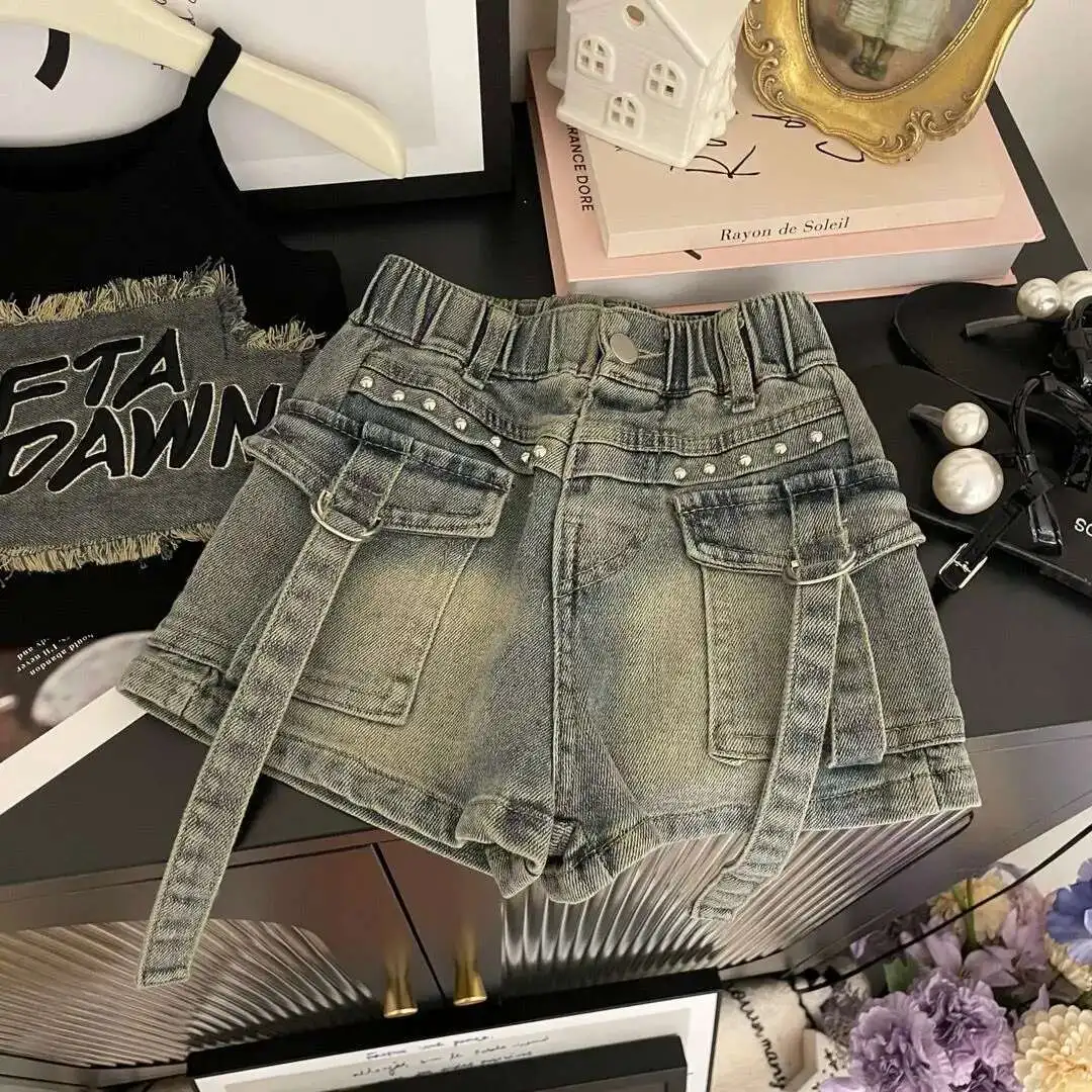

New Baby Girls Summer Fashion Sets Black Letter T-Shirt + Jean Skirts Princess Cute Suits 2- 8 T