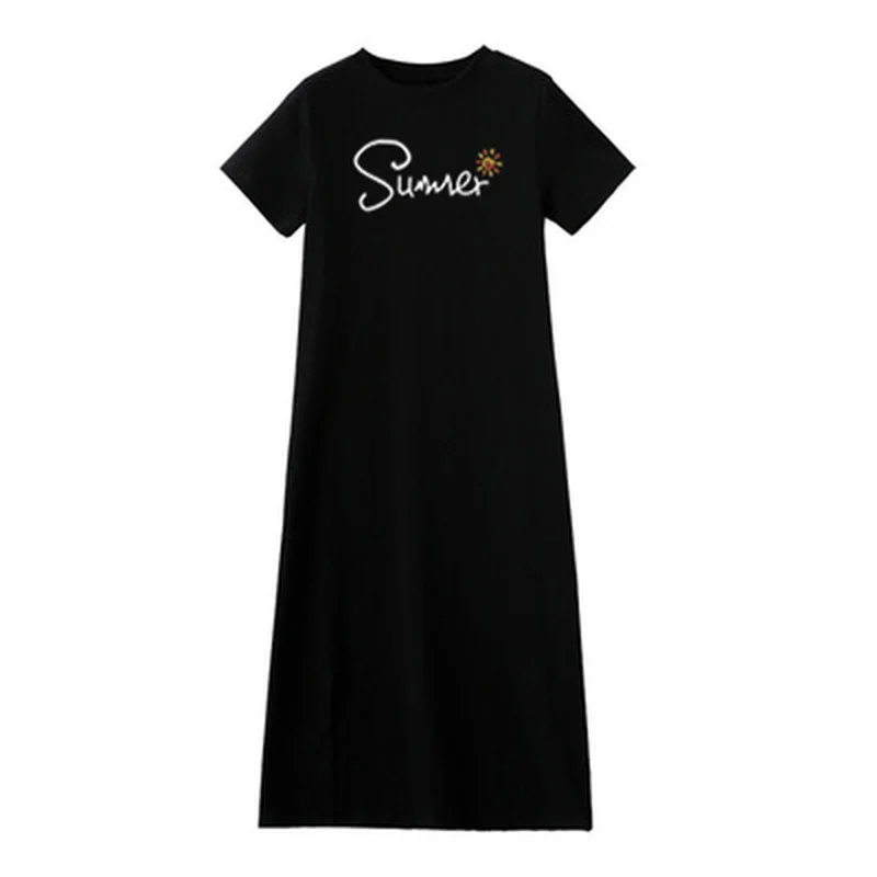 Oneimirry – robe en lettres pour femmes, couleur unie, t-shirt Simple, manches courtes, ample, col rond, décontracté, été, 2022