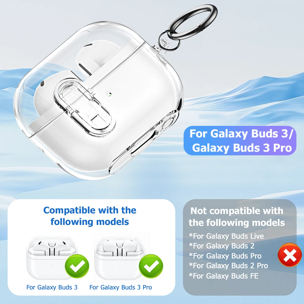 حافظة سماعة أذن منبثقة أوتوماتيكية لهاتف سامسونج جالاكسي بادز 3 برو Buds3 غطاء شفاف ناعم من مادة البولي يوريثان اللاسلكية بلوتوث سماعة رأس فوندا #6