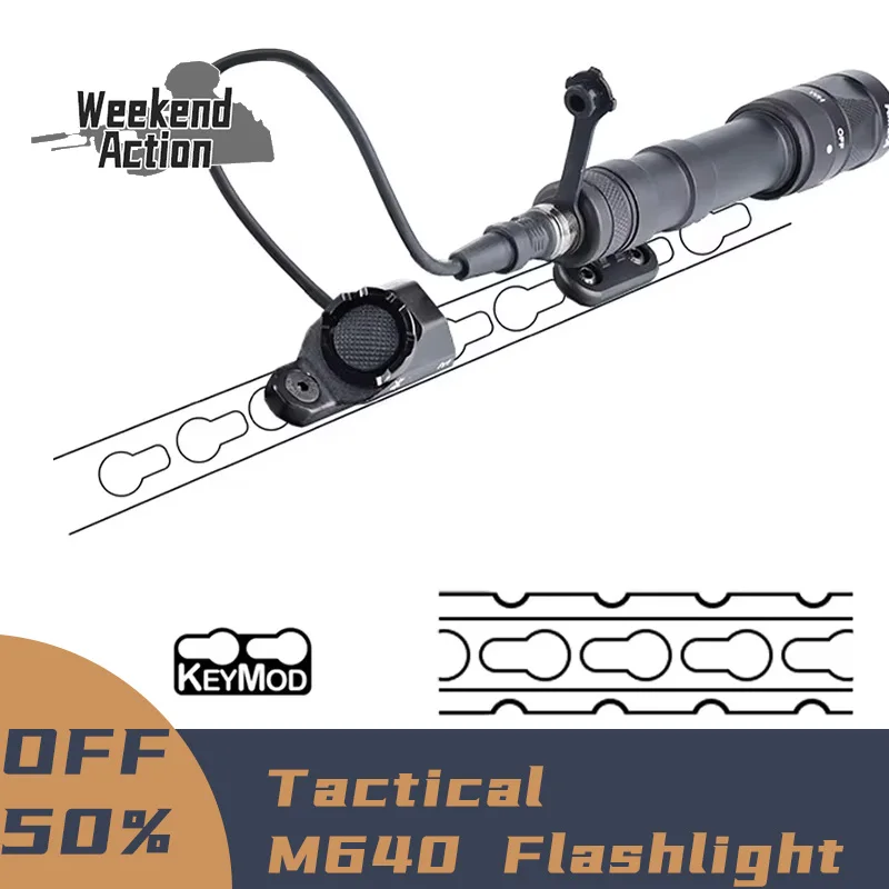 WADSN Airsoft M640 Tactical Flashlight  Hunting Weapon Scout Light Rail Rotating Base Fit M-Lok Keymod Rail Mount With HotButton