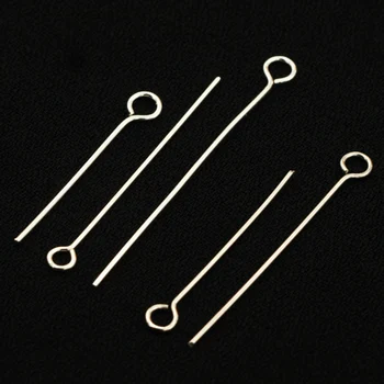 50-100 Stücke Edelstahl Auge Kopf Pins 20 25 30 40 50mm Gold Original Farbe Eyepins Erkenntnisse für DIY Schmuck Machen Zubehör