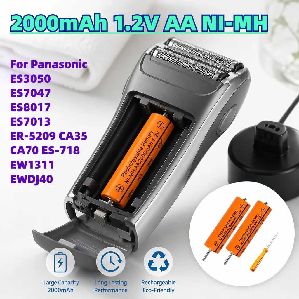 High Capacity Upgrade AA NI-MH 1.2V 2000mAh Rechargeable Battery For Panasonic Electric Shaver & Hair Trimmer ES Series