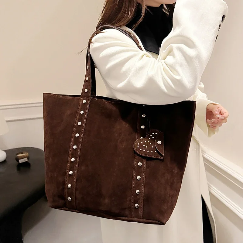 

Luxury Deerskin Velvet Leather Handbag High Quality Female Large Capacity Underarm Satchel Tote Bag Designer Women Shoulder Bags