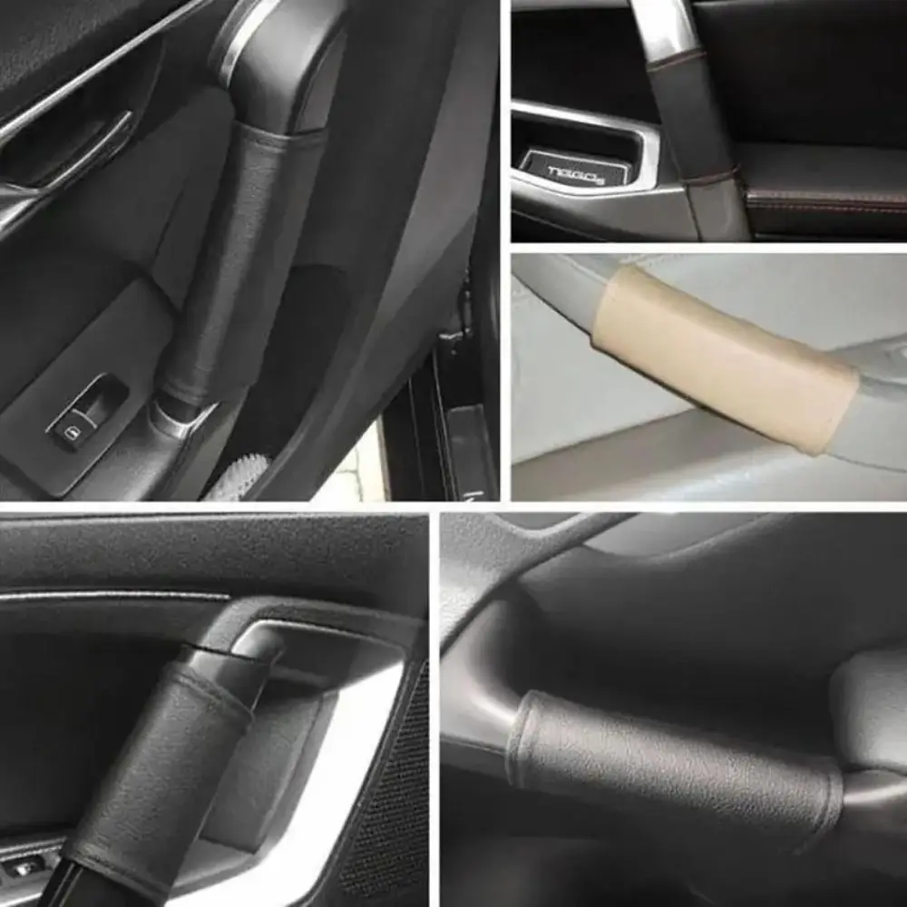 2PCS PU leather Door Handle Cover Elastic Wear Resistant Fabric Anti Slip Grip Protector Anti Slip Door Pull Protection Case