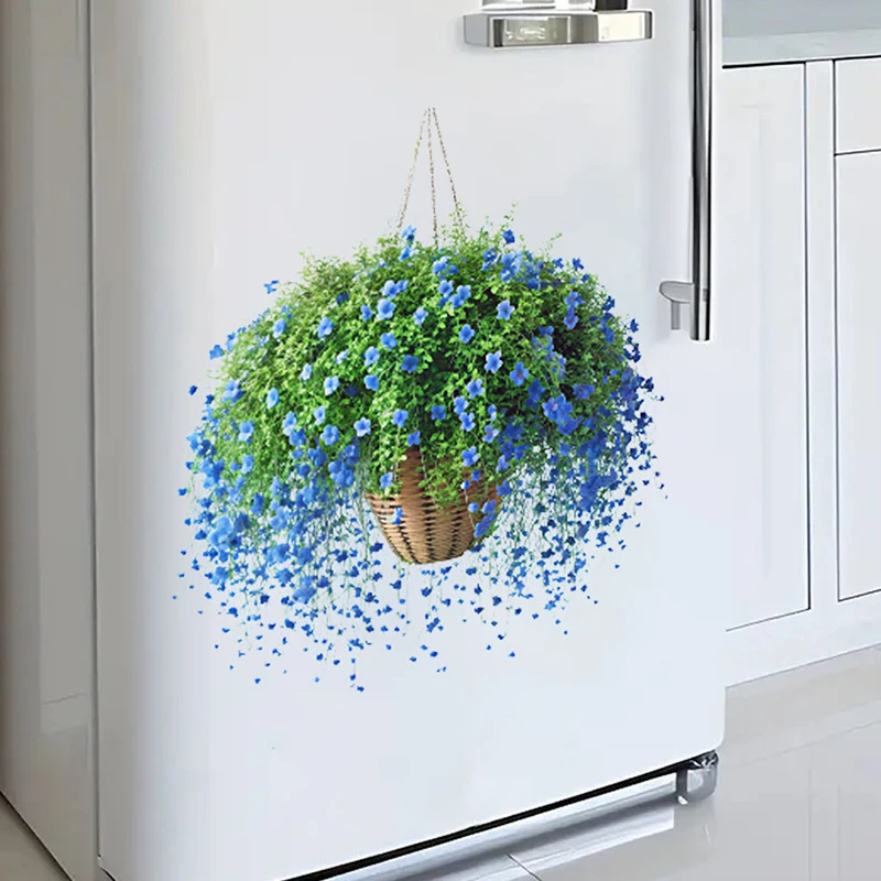 

Blue Star Flowerpot Wall Sticker Bathroom Toilet Decor Living Room Cabinet Refrigerator Home Decoration Decals Stickers S741