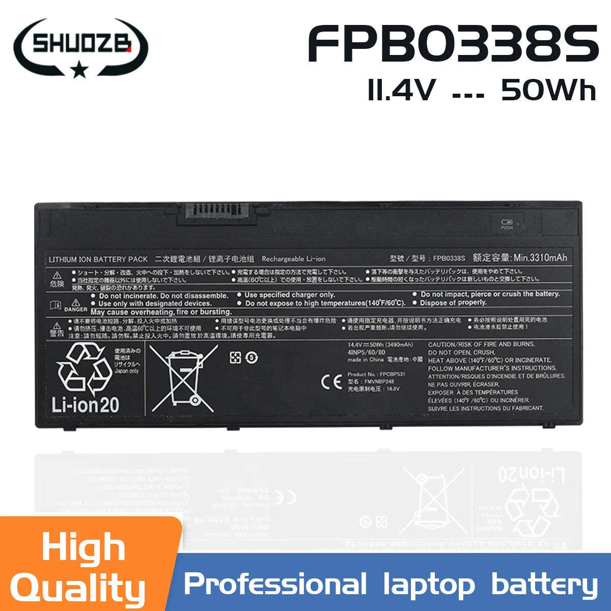 

New FPB0338S FMVNBP248 Laptop Battery for Fujitsu LifeBook U747 U748 U757 U758 T937 T938 T939 E548 E558 FPCBP529 FMVNBP247