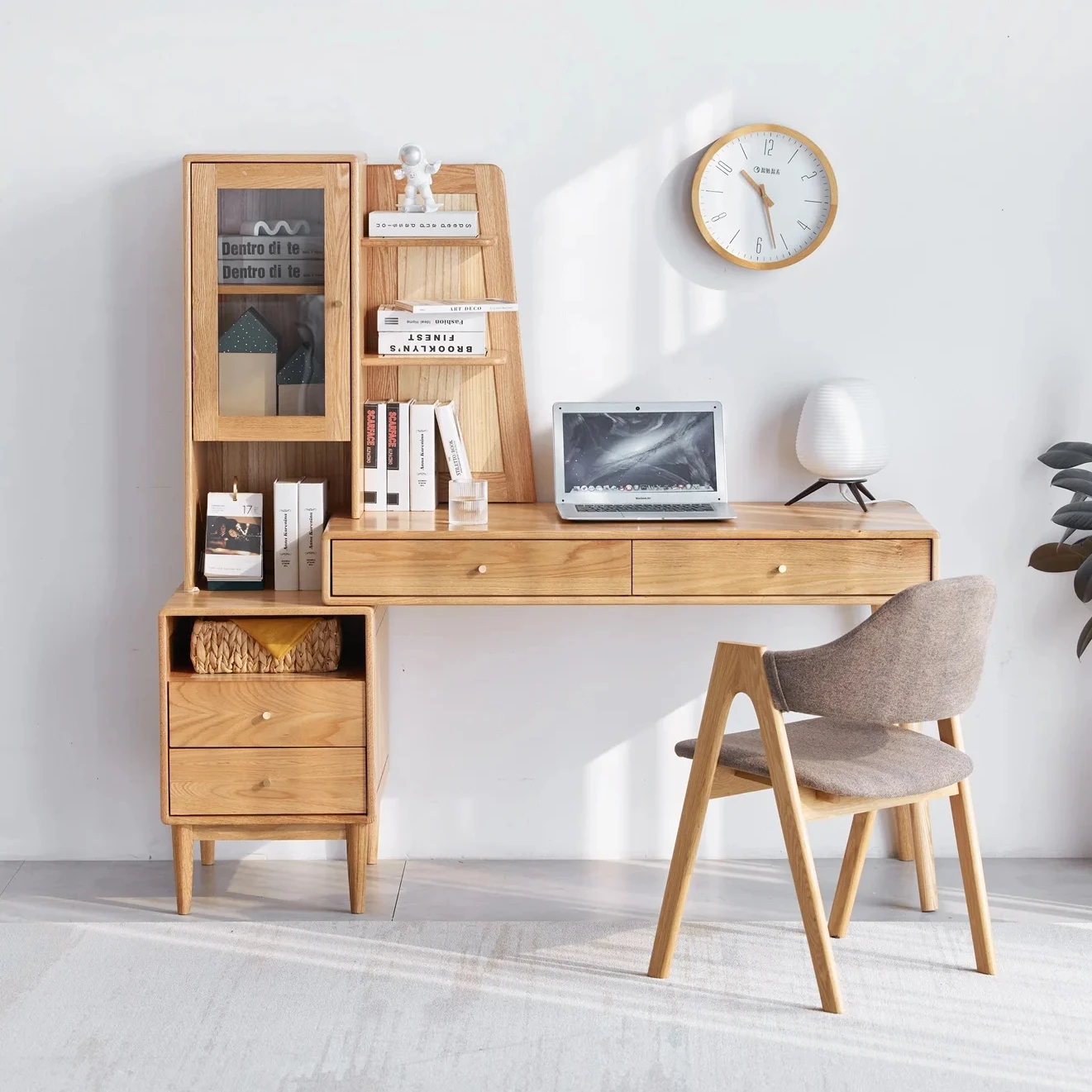 

-oo B3169 Solid Oak Wood Adjustable Office Desk Set with Extendable Feature New Model Computer Desks