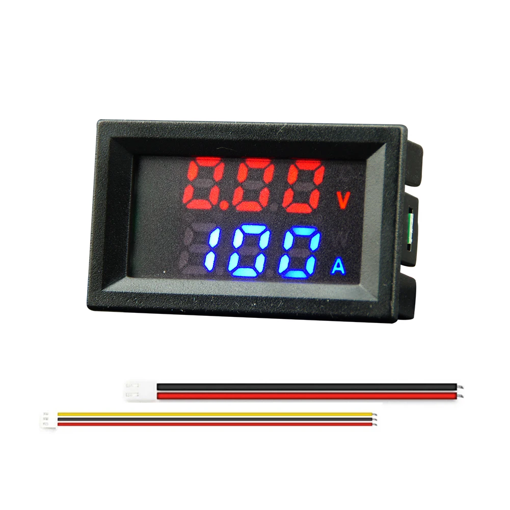Voltímetro digital e amperímetro Dual LED Display, Detector de corrente de tensão, Multifuncional Amp Tester, Instrumento Ferramenta, 10A, 50A, 100A