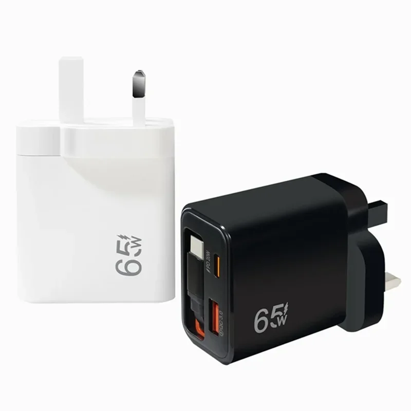 Neues 65W Superschnelles USB-C-Ladegerät mit Einziehbarem USB-C-Kabel für iPhone 17 16 15 Samsung POCO Xiaomi
