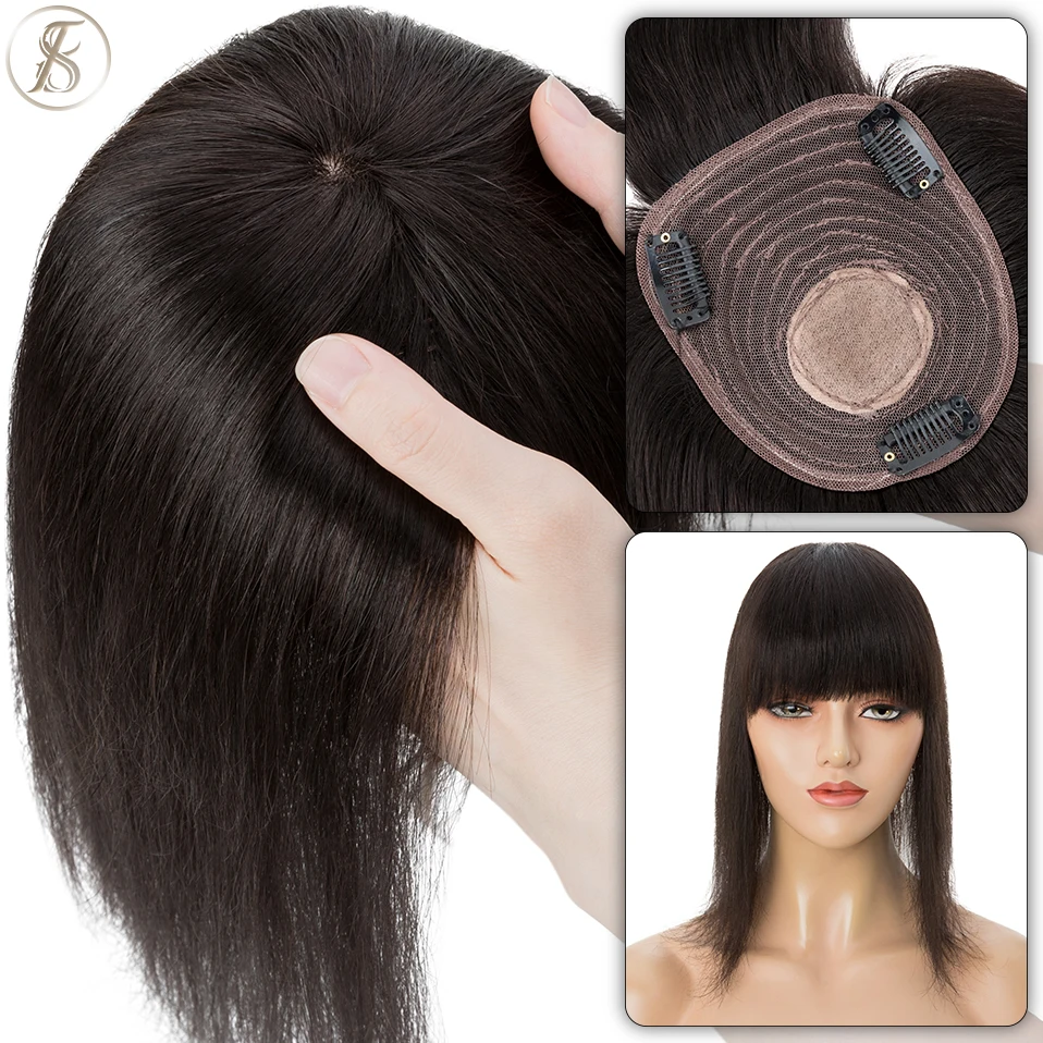 TESS-Toppers de cheveux pour femmes, pinces à cheveux, perruques de cheveux naturels, extension de cheveux à clipser, 100% cheveux humains,