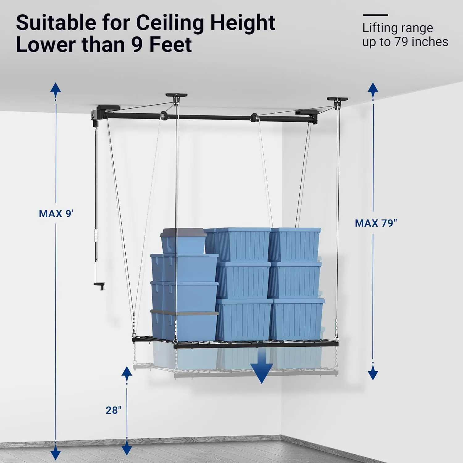 GL1-estante de techo de Metal resistente para garaje, sistema de organización ajustable, 4x4 pies