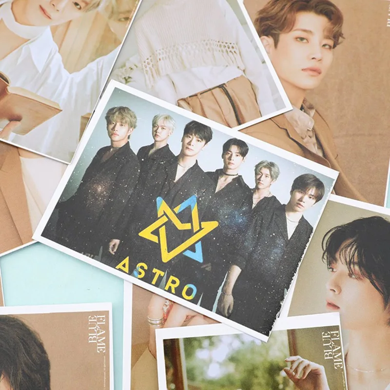 16pcs/set Kpop ASTRO Members New Album Official self Made LOMO Card BLUE FLAME Card Photocard Selfie Photo Card Sticker