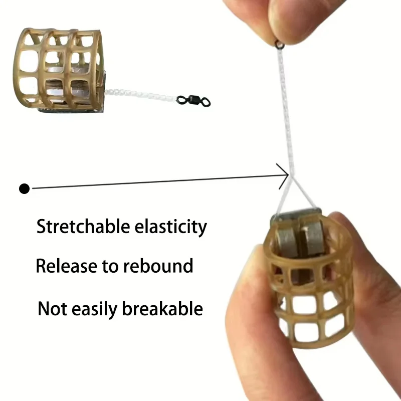 Fishing-specific feeder with lead weight, 4 sizes, transparent elastic rope + rotatable 8-shaped ring #4