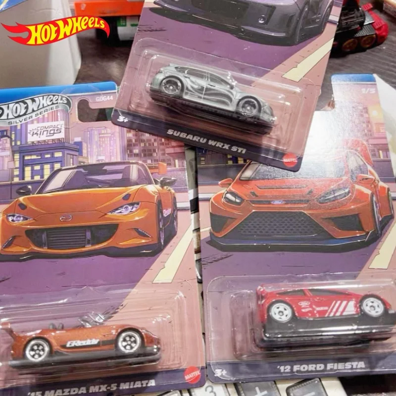 

Mattel Hot Wheels Compact Kings Set Silver Series Ford Fiesta Civic Ek9 Nissan 1/64 Scale Die-Cast Car Model Collection Toy Gift