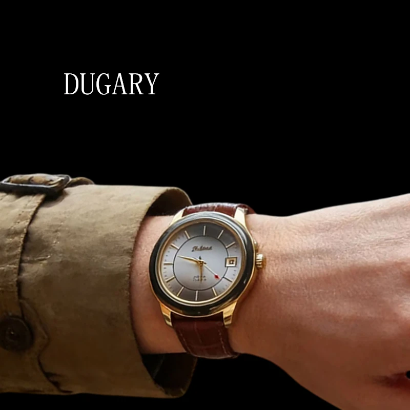 

Винтажные механические часы DUGARY для мужчин, коллекция 90-х годов, наручные часы, 38 мм, светящиеся, водонепроницаемые, Relogio Masculino