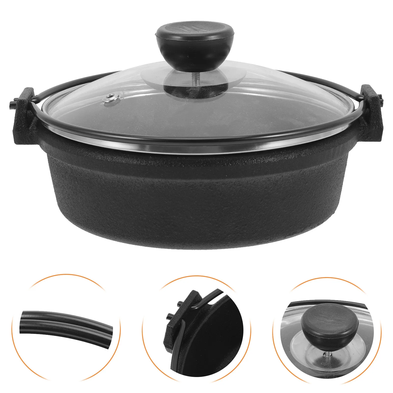 

Набор из 1 предмета: Премиальная чугунная кастрюля-сотейник для тушения и жарки с подвесной ручкой, для кемпинга, пикника, кухни, приготовления горячих блюд