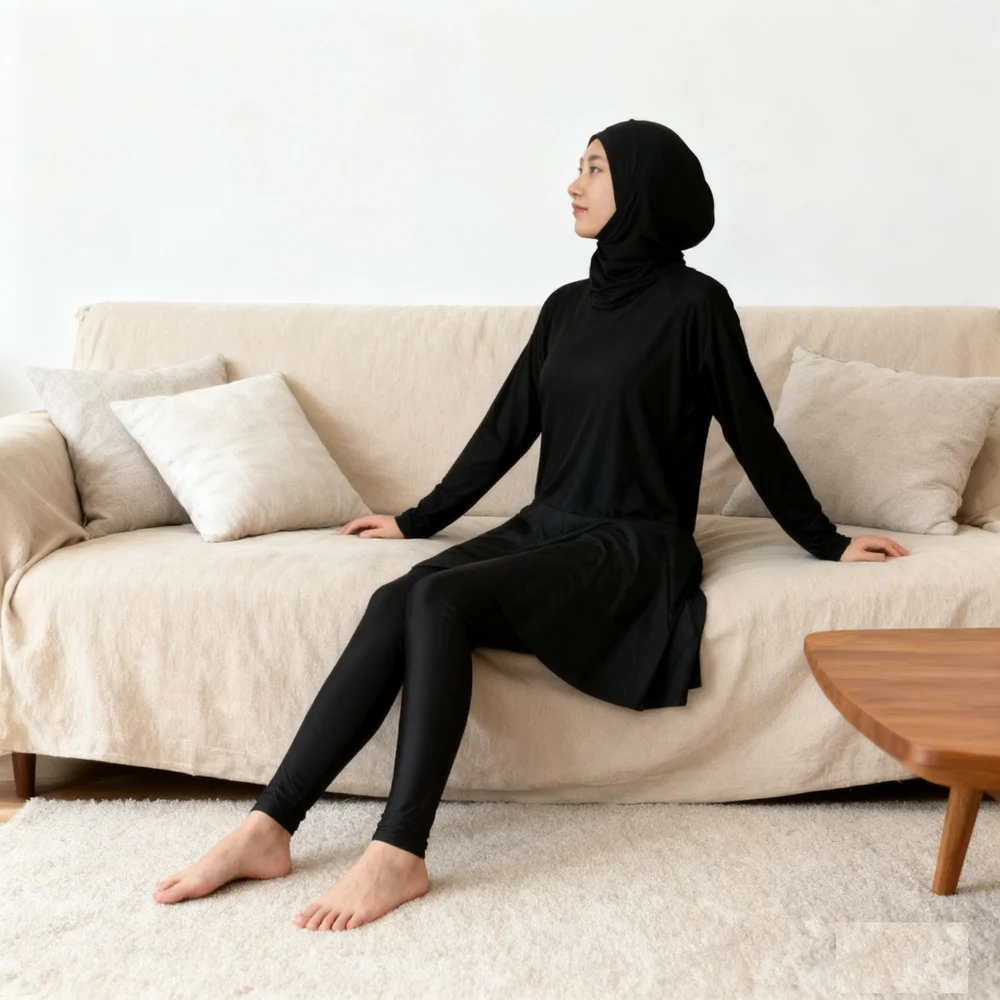 

Скромный мусульманский купальник Burkinis, женский купальник с длинным рукавом, исламский хиджаб с полным покрытием, купальный костюм, пляжная одежда Femmes