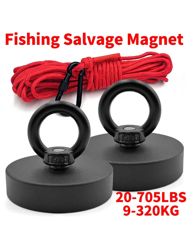 D16~D42mm Hochleistungs-Neodym-Angelhaken N52 Superstarker Seltenerd-Magnet mit Senkbohrung und Öse für Bergungsarbeiten