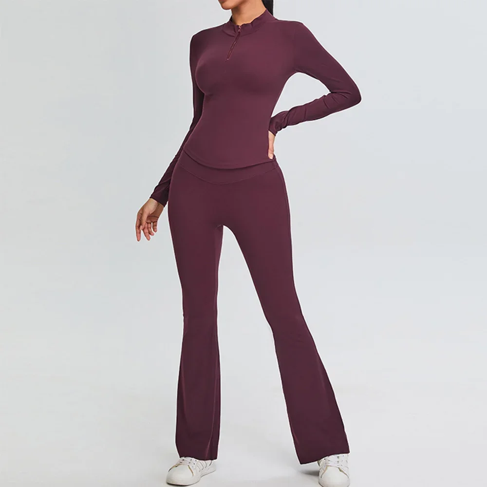 

2PCS Yoga Set Women Sport Suit Gym Wear Workout Clothes Long Sleeve Jacket Gym Crop Top High Waist Leggings Fitness Sports Wear