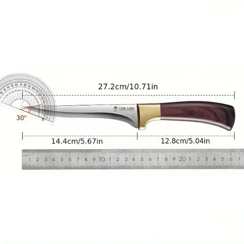 Professionelles 3Cr13 Edelstahl-Knochentrennmesser, gebogenes Metzgermesser, scharfes Werkzeug zum Schneiden von Fleisch und Entfernen von Knochen – Detail 6