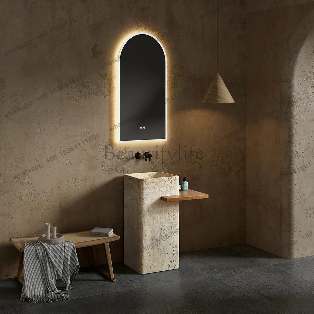 

Ancient Roman travertine wind art column basin personalized art vertical plus table hotel bed and breakfast washbasin
