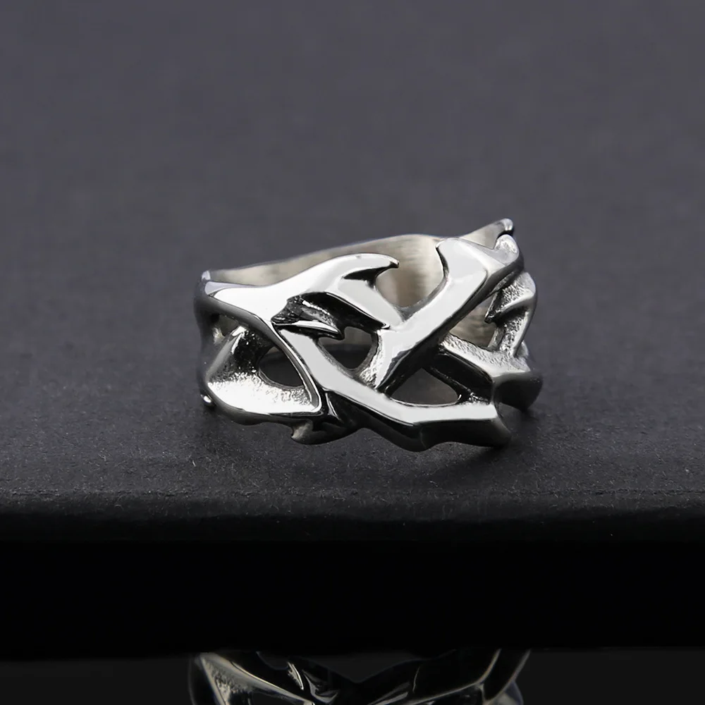 Fashion Simple Crown Of Thorns Ring Stainless Steel Creative Hollow Rings for Women Gifts Punk Rock Party Jewelry Dropshipping