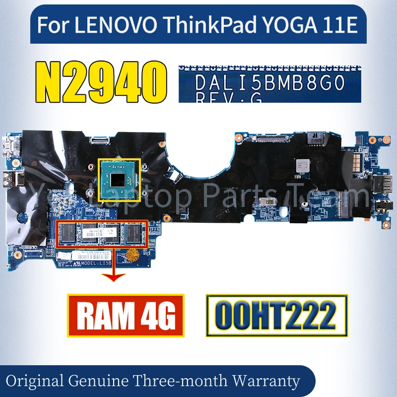 DALI5BMB8G0 Per LENOVO ThinkPad YOGA 11E Scheda Madre Del Computer Portatile 00HT222 N2940 RAM 4G Scheda Madre Del Notebook Testata Al 100%