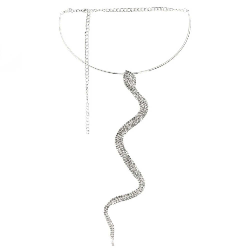 Fashion Punk Snake Necklace Elegant for Women Luxury Decoration Rhinestone Collar Choker Necklace Holiday Party Jewelry Gifts