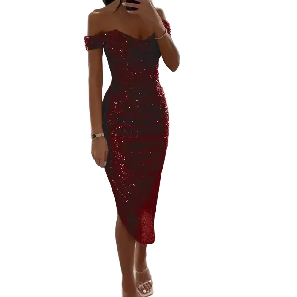 Elegant Prom Dress Women Evening Dress Prom Dress Party Wear Red Evening Dress Regular Length Solid Color Pattern