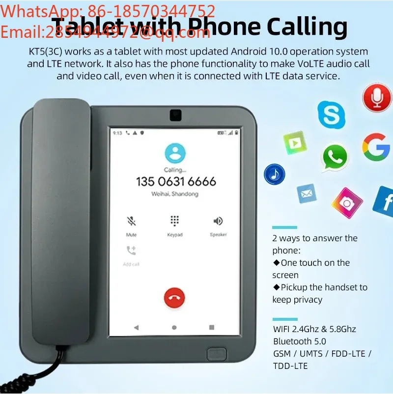 8-inch Large Touchscreen Desk Phone, Supporting SIM Card, Global Frequency Bands, WiFi Hotspot, and Fixed-line Telephone,