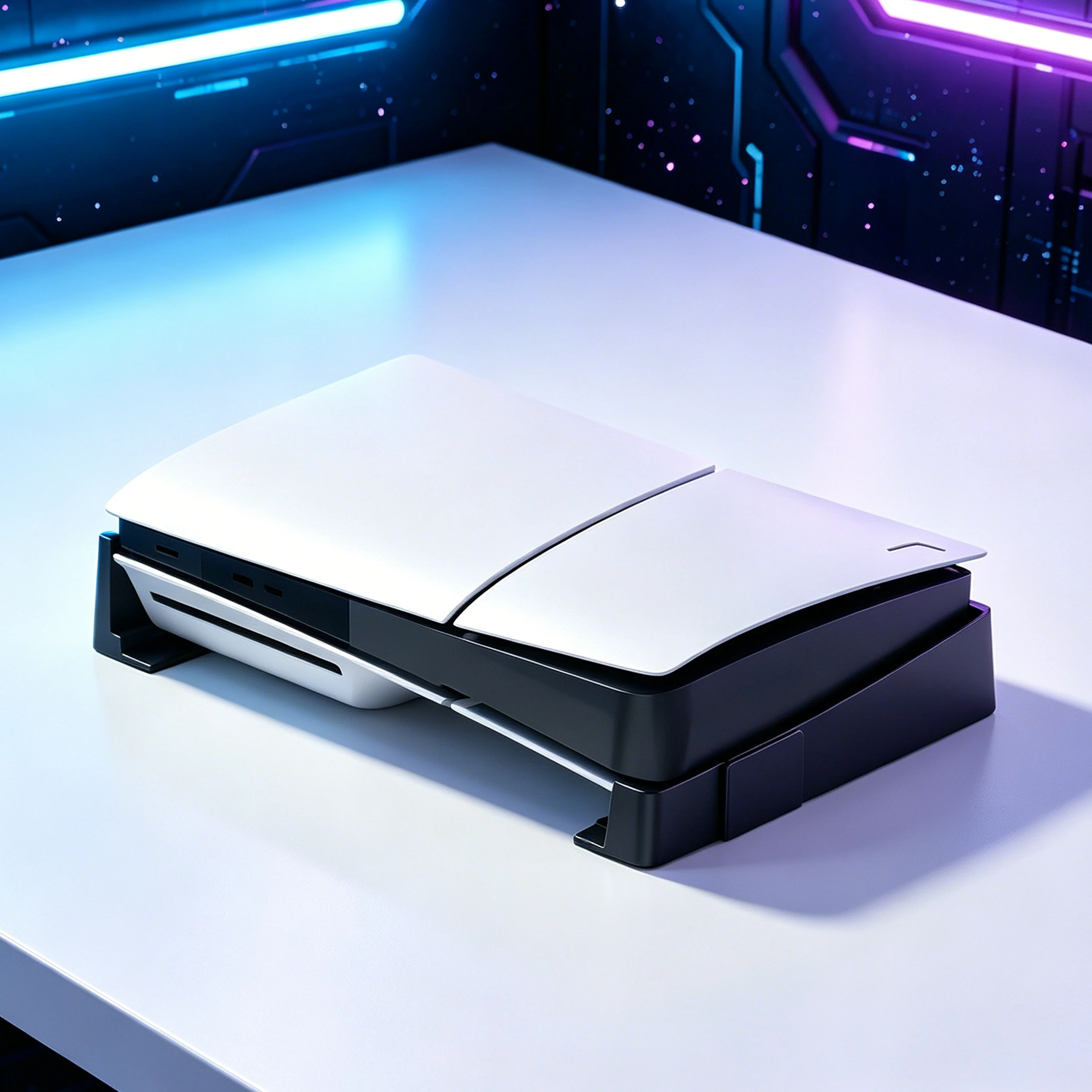 PS5/Slim/Pro Horizontaler Ständer für Disc- und Digital-Konsolen, Schützender Stabiler PlayStation 5 Ständer, Skalierbares Design für PS5-Zubehör – Detail 5