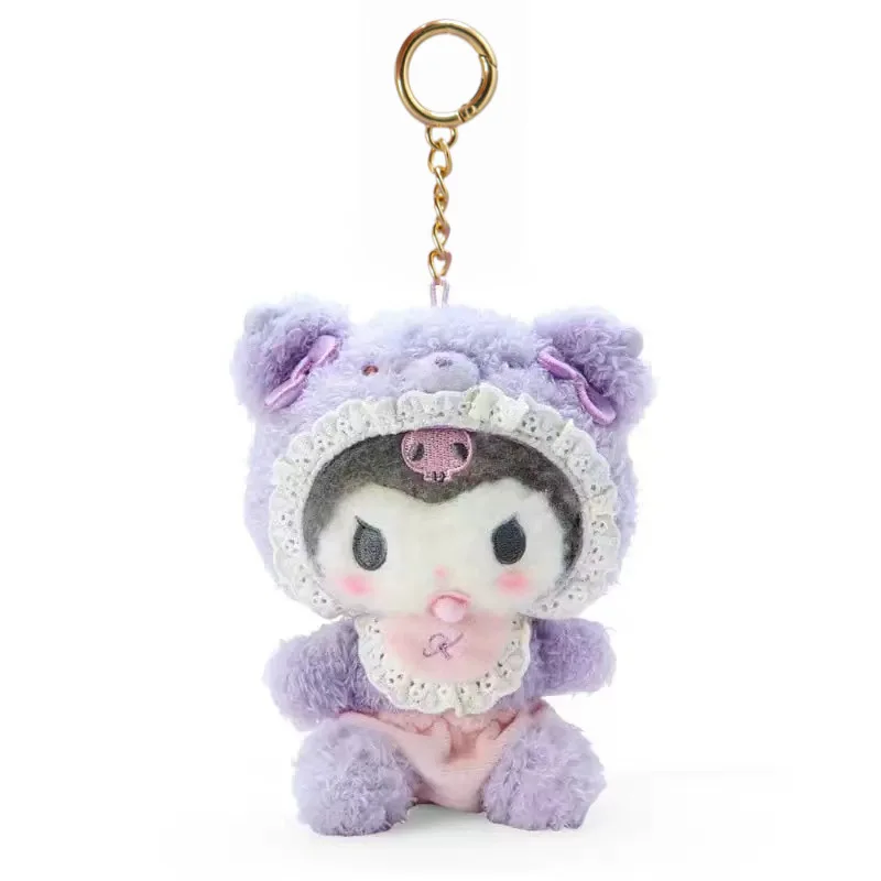 Kawaii Sanrio Kuromi Hello Kitty Pacifier Bear My Melody Cinnamoroll Plush Toy Backpack Pendant Keychain Gift for Boys and Girls