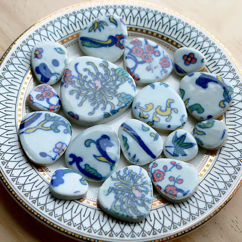 100g Multi Color Irregular Ceramic Mosaic Tiles DIY Mosaic Making Stones for Craft Hobby Arts Wall Decoration Petal arte oval